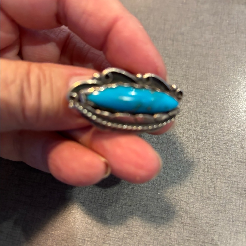 Turquoise Silver Ring - image 5
